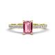 1 - Aurin 7x5 mm Emerald Cut Pink Tourmaline and Round Diamond Engagement Ring 