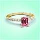 3 - Aurin 7x5 mm Emerald Cut Pink Tourmaline and Round Diamond Engagement Ring 