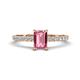 1 - Aurin 7x5 mm Emerald Cut Pink Tourmaline and Round Diamond Engagement Ring 