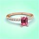 3 - Aurin 7x5 mm Emerald Cut Pink Tourmaline and Round Diamond Engagement Ring 