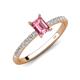 4 - Aurin 7x5 mm Emerald Cut Pink Tourmaline and Round Diamond Engagement Ring 