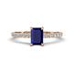 1 - Aurin 7x5 mm Emerald Cut Blue Sapphire and Round Diamond Engagement Ring 