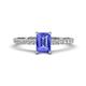 1 - Aurin 7x5 mm Emerald Cut Tanzanite and Round Diamond Engagement Ring 