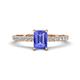 1 - Aurin 7x5 mm Emerald Cut Tanzanite and Round Diamond Engagement Ring 