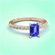 3 - Aurin 7x5 mm Emerald Cut Tanzanite and Round Diamond Engagement Ring 