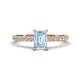 1 - Aurin 7x5 mm Emerald Cut Aquamarine and Round Diamond Engagement Ring 