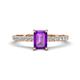 1 - Aurin 7x5 mm Emerald Cut Amethyst and Round Diamond Engagement Ring 