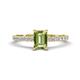 1 - Aurin 7x5 mm Emerald Cut Peridot and Round Diamond Engagement Ring 