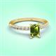 3 - Aurin 7x5 mm Emerald Cut Peridot and Round Diamond Engagement Ring 
