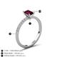5 - Aurin 7x5 mm Emerald Cut Rhodolite Garnet and Round Diamond Engagement Ring 