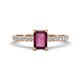 1 - Aurin 7x5 mm Emerald Cut Rhodolite Garnet and Round Diamond Engagement Ring 