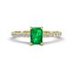 1 - Aurin 7x5 mm Emerald Cut Emerald and Round Diamond Engagement Ring 