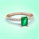 3 - Aurin 7x5 mm Emerald Cut Emerald and Round Diamond Engagement Ring 