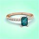 3 - Aurin 7x5 mm Emerald Cut London Blue Topaz and Round Diamond Engagement Ring 
