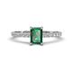 1 - Aurin 7x5 mm Emerald Cut Lab Created Alexandrite and Round Diamond Engagement Ring 