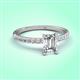 3 - Aurin 7x5 mm Emerald Cut Forever Brilliant Moissanite and Round Diamond Engagement Ring 