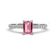 1 - Aurin 7x5 mm Emerald Cut Pink Tourmaline and Round Diamond Engagement Ring 