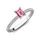 4 - Aurin 7x5 mm Emerald Cut Pink Tourmaline and Round Diamond Engagement Ring 