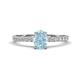 1 - Aurin 7x5 mm Oval Aquamarine and Round Diamond Engagement Ring 