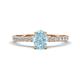 1 - Aurin 7x5 mm Oval Aquamarine and Round Diamond Engagement Ring 