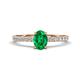 1 - Aurin 7x5 mm Oval Emerald and Round Diamond Engagement Ring 