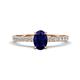 1 - Aurin 7x5 mm Oval Blue Sapphire and Round Diamond Engagement Ring 