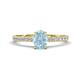1 - Aurin 7x5 mm Oval Aquamarine and Round Diamond Engagement Ring 