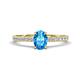 1 - Aurin 7x5 mm Oval Blue Topaz and Round Diamond Engagement Ring 