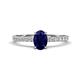 1 - Aurin 7x5 mm Oval Blue Sapphire and Round Diamond Engagement Ring 