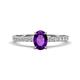 1 - Aurin 7x5 mm Oval Amethyst and Round Diamond Engagement Ring 