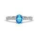 1 - Aurin 7x5 mm Oval Blue Topaz and Round Diamond Engagement Ring 