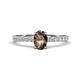 1 - Aurin 7x5 mm Oval Smoky Quartz and Round Diamond Engagement Ring 
