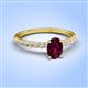 4 - Aurin 7x5 mm Oval Rhodolite Garnet and Round Diamond Engagement Ring 