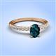 4 - Aurin 7x5 mm Oval London Blue Topaz and Round Diamond Engagement Ring 