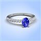 4 - Aurin 7x5 mm Oval Tanzanite and Round Diamond Engagement Ring 