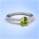 4 - Aurin 7x5 mm Oval Peridot and Round Diamond Engagement Ring 
