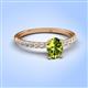 4 - Aurin 7x5 mm Oval Peridot and Round Diamond Engagement Ring 