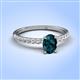 4 - Aurin 7x5 mm Oval London Blue Topaz and Round Diamond Engagement Ring 
