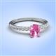 4 - Aurin 7x5 mm Oval Pink Sapphire and Round Diamond Engagement Ring 