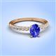 4 - Aurin 7x5 mm Oval Tanzanite and Round Diamond Engagement Ring 