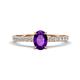 1 - Aurin 7x5 mm Oval Amethyst and Round Diamond Engagement Ring 
