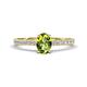 1 - Aurin 7x5 mm Oval Peridot and Round Diamond Engagement Ring 