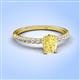 4 - Aurin 7x5 mm Oval Yellow Sapphire and Round Diamond Engagement Ring 
