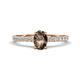 1 - Aurin 7x5 mm Oval Smoky Quartz and Round Diamond Engagement Ring 