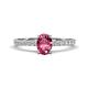 1 - Aurin 7x5 mm Oval Pink Tourmaline and Round Diamond Engagement Ring 
