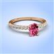 4 - Aurin 7x5 mm Oval Pink Tourmaline and Round Diamond Engagement Ring 
