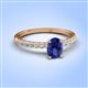 4 - Aurin 7x5 mm Oval Iolite and Round Diamond Engagement Ring 