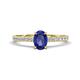 1 - Aurin 7x5 mm Oval Iolite and Round Diamond Engagement Ring 