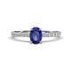 1 - Aurin 7x5 mm Oval Iolite and Round Diamond Engagement Ring 