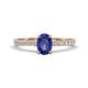 1 - Aurin 7x5 mm Oval Iolite and Round Diamond Engagement Ring 